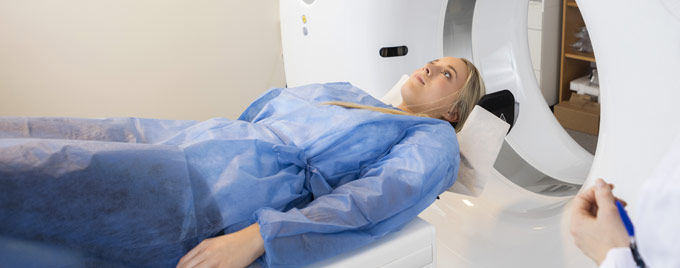 A woman having an MRI scan
