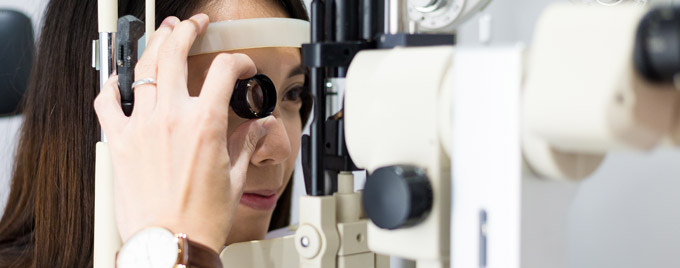 Woman having an eye checkup