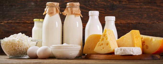 A collection of dairy products