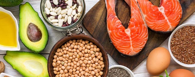 A selection of foods containing healthy fats