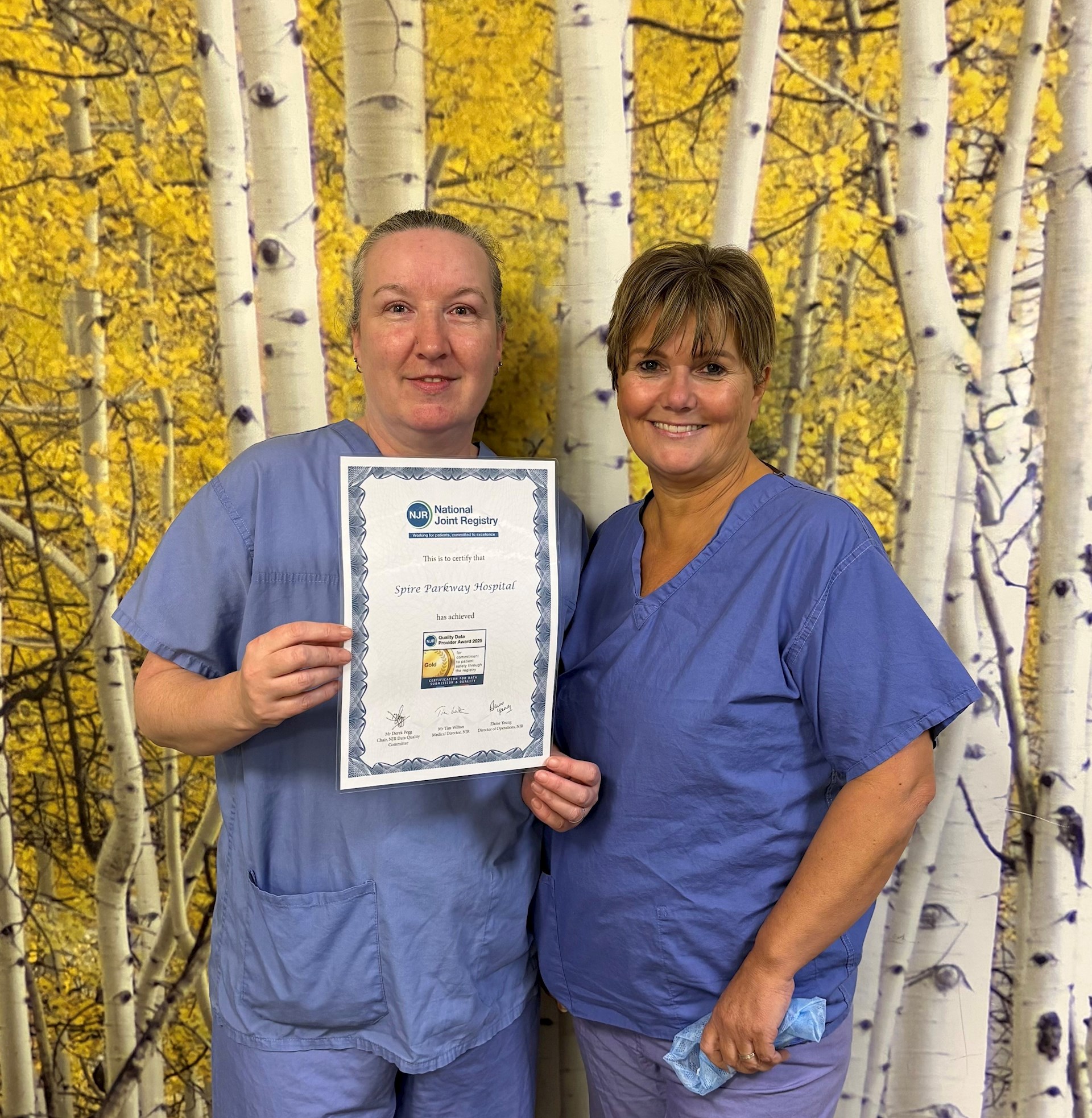 Spire Parkway Hospital recognised by the National Joint Registry for patient safety