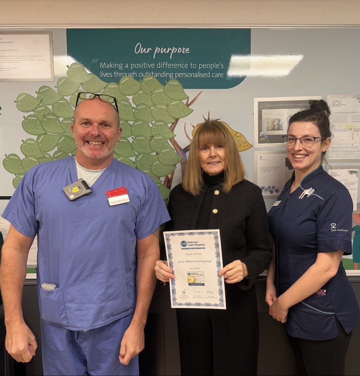 Spire Hartswood Hospital recognised as an NJR Quality Data Provider