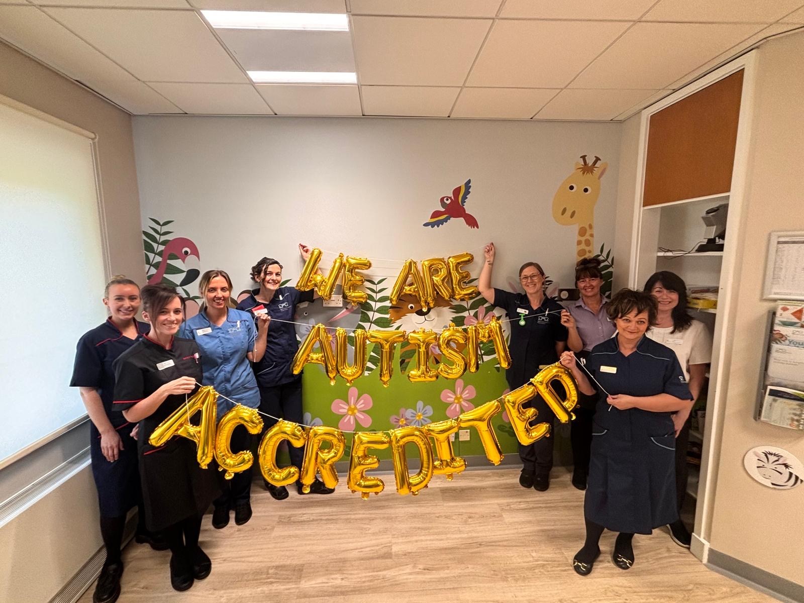 Spire Leicester Hospital colleagues celebrate achieving the Autism Inclusion Award.